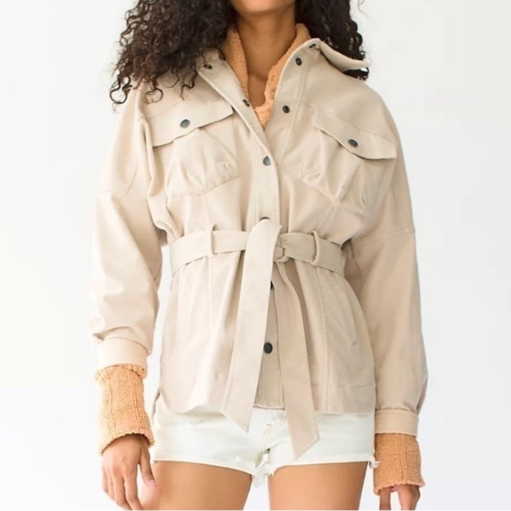 Free People Clyde Shirt Jacket Mineral Pink Small